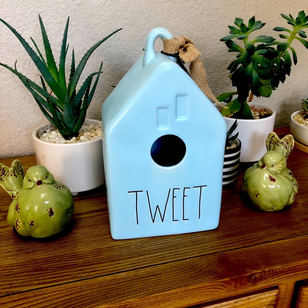 Rae Dunn blue TWEET birdhouse
